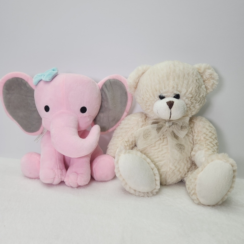 Charming Pink and Cream Stuffed Animal Set